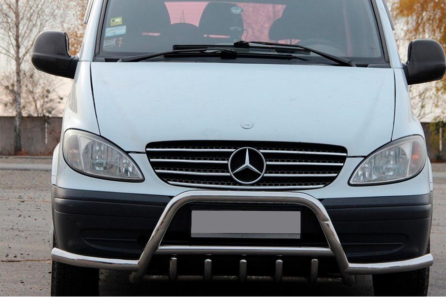 Mercedes Vito W639 2004-2014 гг. Кенгурятник WT003 с дугами (нерж.) Image