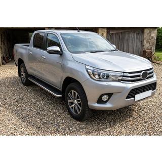 Боковые Подножки Maydos V1 (2 шт., Алюминий и Нержавейка) Toyota Hilux 2015- гг. фото 1