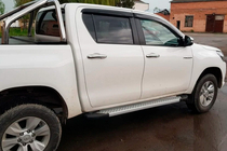 Toyota Hilux 2015- гг. Боковые пороги Allmond Grey (2 шт., алюминий) фото 7
