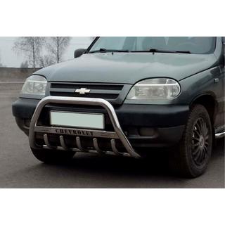 Кенгурятник WT004 Нержавейка Chevrolet Niva 1998-2020 гг. фото 2