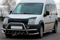 Ford Connect 2006–2009 гг. Кенгурятник с двойными дугами WT003-Plus-2 (нерж. сталь) фото 2