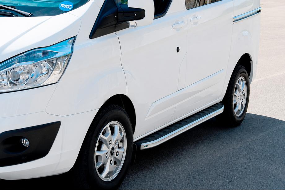 Ford Custom 2013-2022 гг. Боковые пороги Fullmond (2 шт., алюминий) Image