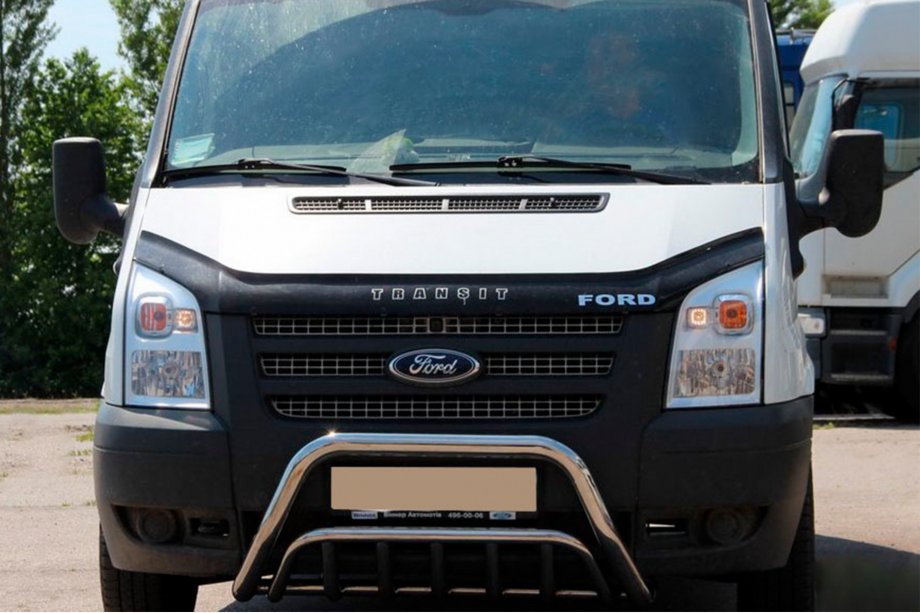 Ford Transit 2000–2014 гг. Защита переднего бампера WT002 (2006-2014, Нержавейка) Image
