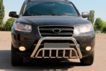 Hyundai Santa Fe 2 2006-2012 гг. Защита переднего бампера WT002 (нерж. сталь) фото 1