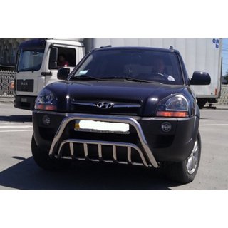 Защита переднего бампера WT002 (нерж. сталь) Hyundai Tucson JM 2004- гг. фото 2