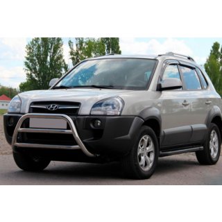 Защита переднего бампера WT022 (нержавейка) Hyundai Tucson JM 2004- гг. фото 1