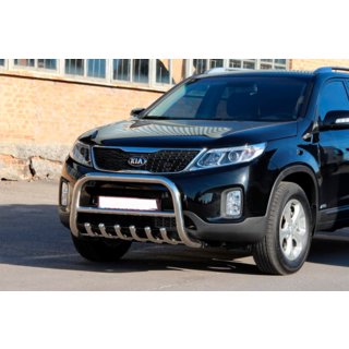 Защита переднего бампера WT021 (нерж. сталь) Kia Sorento II XM 2009-2014 гг. фото 2