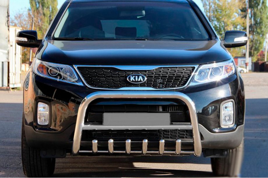 Kia Sorento II XM 2009-2014 гг. Защита переднего бампера WT021 (нерж. сталь) Image