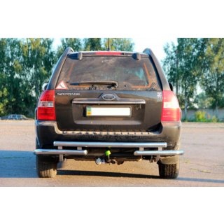 Задняя дуга AK007 (нержавейка) Kia Sportage 2004-2010 гг. фото 2