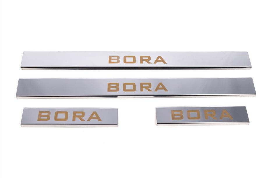Volkswagen Bora 1998-2004 гг. Накладки на пороги Carmos (4 шт, нержавейка) Фото 2