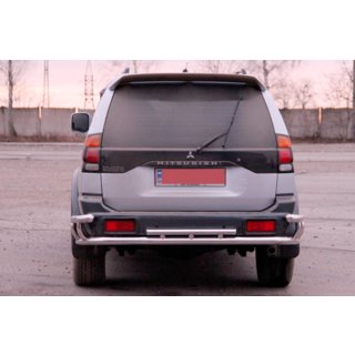 Задняя защита AK005-2 (нерж. сталь) Mitsubishi Pajero Sport 1996-2007 гг. фото 2