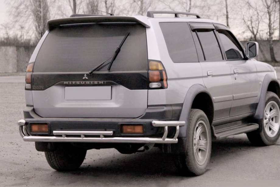 Mitsubishi Pajero Sport 1996-2007 гг. Задняя защита AK005-2 (нерж. сталь) Image
