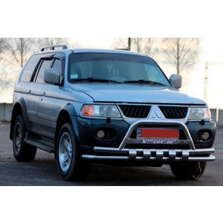 Передняя защита ST015↗WT (нержавейка) Mitsubishi Pajero Sport 1996-2007 гг. фото 3