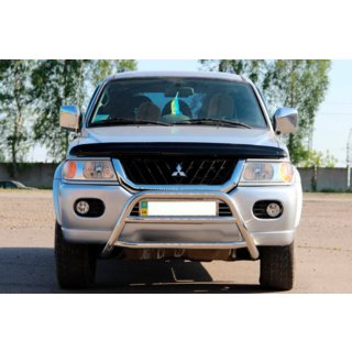 Передняя защита WT022 Нержавейка Mitsubishi Pajero Sport 1996-2007 гг. фото 2