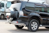 Mitsubishi Pajero Wagon IV 2006-2021 гг. Задняя дуга AK003 Двойная (нерж. сталь) фото 3