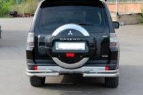 Mitsubishi Pajero Wagon IV 2006-2021 гг. Задняя дуга AK003 Двойная (нерж. сталь) фото 2