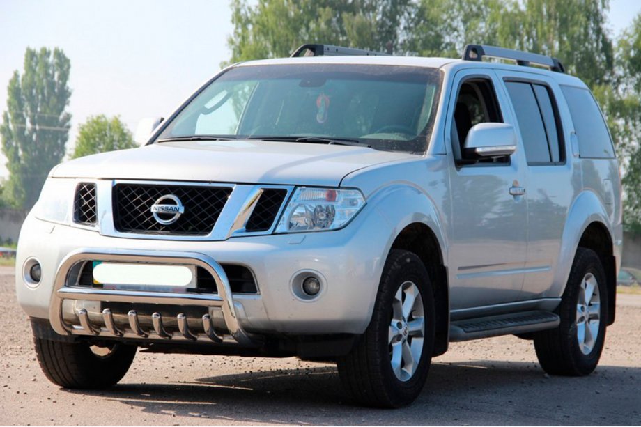 Nissan Pathfinder R51 2005-2014 гг. Передняя защита WT008 (нержавейка) Image
