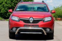 Renault Sandero 2013-2022 гг. Передняя дуга WT007 (нерж. сталь) фото 1