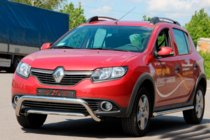Dacia Sandero 2013-2020 гг. Передняя дуга WT007 (нерж. сталь) фото 1