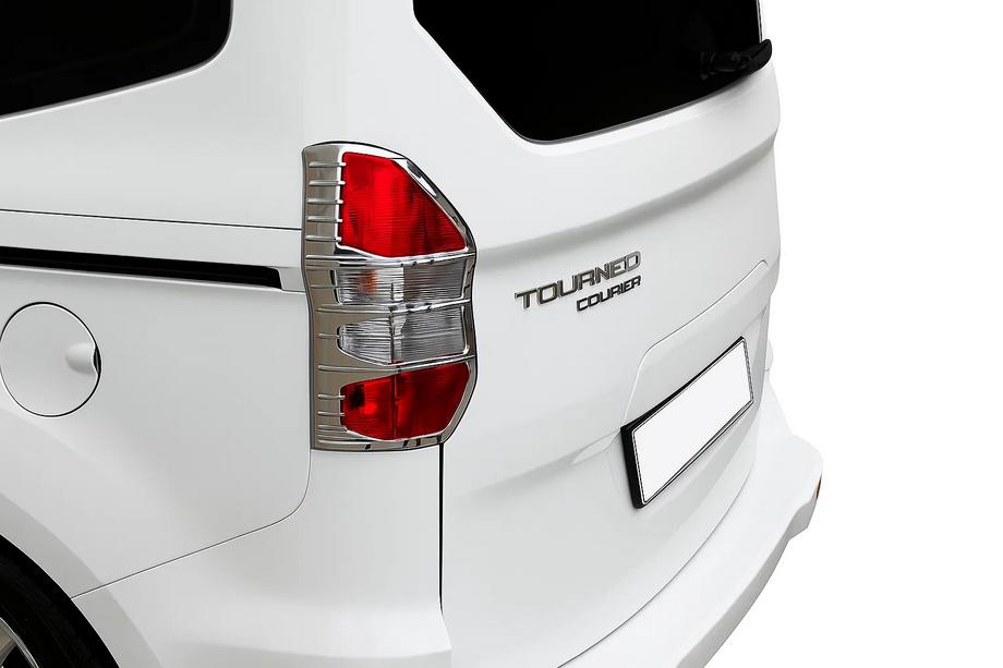 Ford Courier 2014-2023 гг. Хромированные накладки на задние фонари (2 шт., пластик) Image