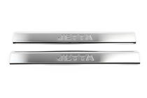 Volkswagen Jetta 2006-2011 гг. Накладки на внутренние пороги из нержавеющей стали 4 шт, с надписью, OmsaLine - Итальянская нержавейка фото 3