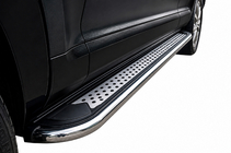 Volkswagen Touareg 2002–2010 гг. Боковые Подножки Maydos V2 (2 шт., Алюминий и Нержавейка) фото 2