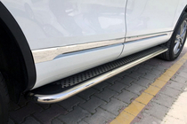 Volkswagen Touareg 2002–2010 гг. Боковые Подножки Maydos V2 (2 шт., Алюминий и Нержавейка) фото 1