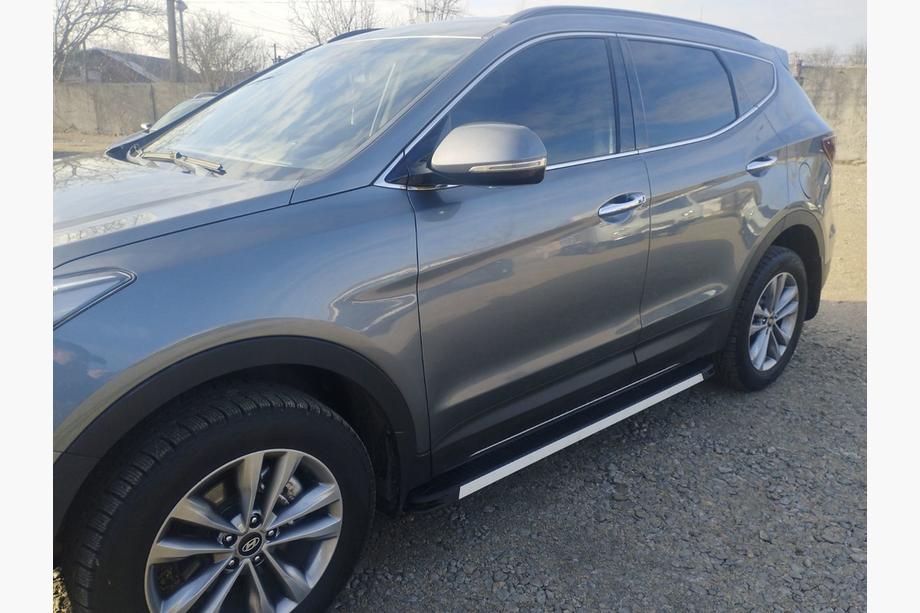Hyundai Santa Fe 3 2012-2018 гг. Боковые Подножки Maya V1 (2 шт., Алюминий) Image