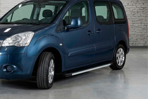 Peugeot Partner Tepee 2008-2018 гг. Боковые Подножки Maya V1 (2 шт., Алюминий) фото 1