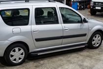 Renault Logan MCV 2005-2013 гг. Боковые Подножки Maya V1 (2 шт., Алюминий) фото 2