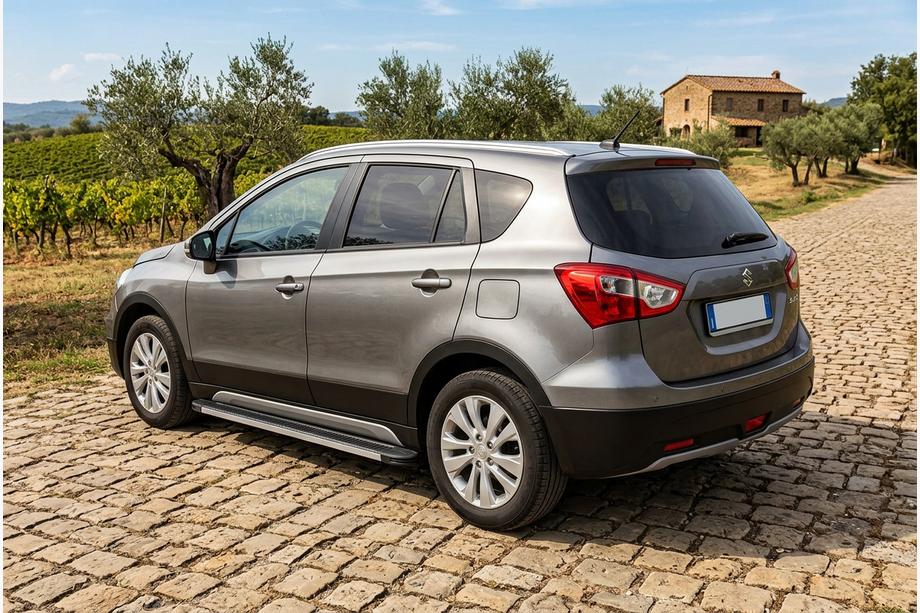Suzuki SX4 S-Cross 2013-2016 гг. Боковые Подножки Maya V1 (2 шт., Алюминий) Image