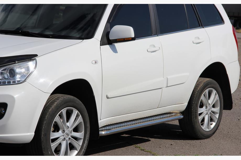 Chery Tiggo 1 2005-2016 гг. Боковые Подножки Premium (2 шт., Нержавейка) Ø60 Image