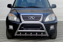 Chery Tiggo 1 2005-2016 гг. Кенгурятник WT003 (нержавейка) фото 1
