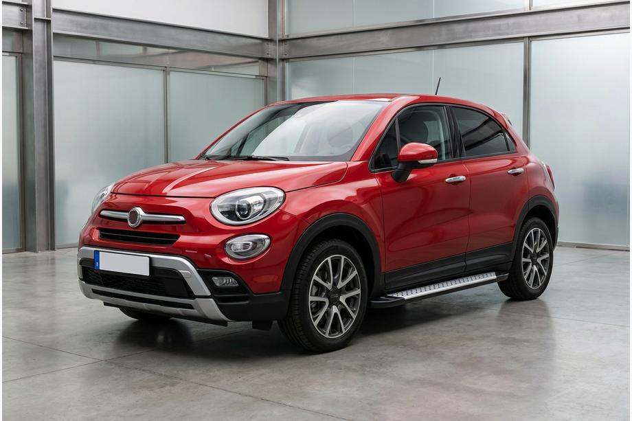 Fiat 500X 2014-2024 гг. Боковые пороги Allmond Grey (2 шт., алюминий) Image