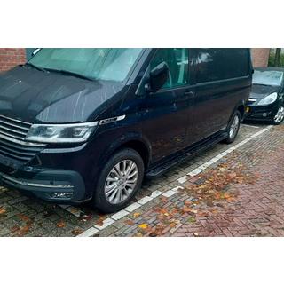 Боковые Подножки Allmond Black (2 шт., Алюминий) Volkswagen T6 2015-2024 гг. фото 1