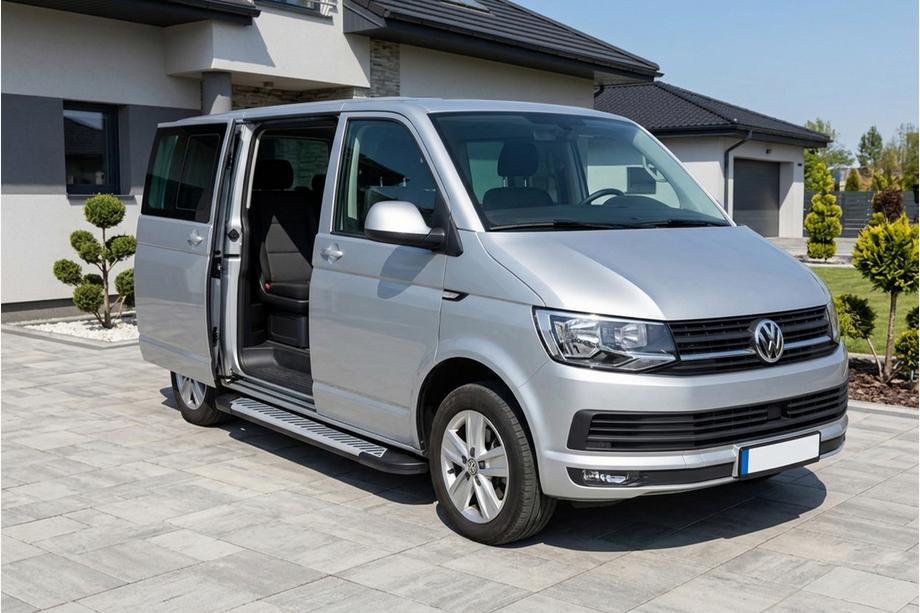 Volkswagen T6 2015-2024 гг. Боковые Подножки Line (2 шт., Алюминий) Длинная База Image