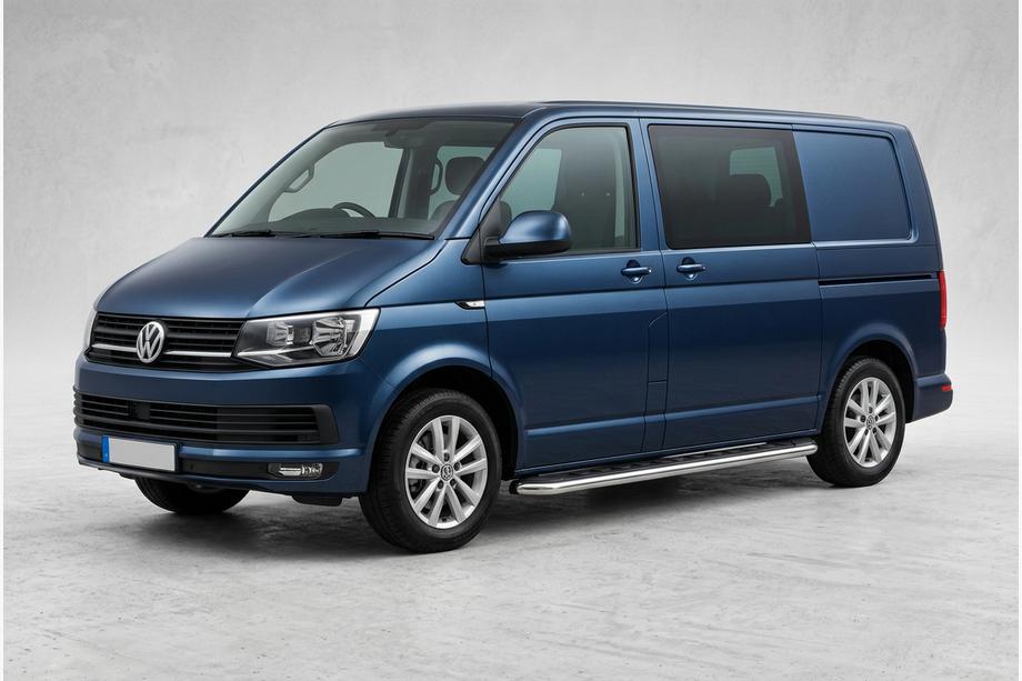 Volkswagen T6 2015-2024 гг. Боковые Подножки Maydos V1 (2 шт., нержавейка) Только для короткой базы Image