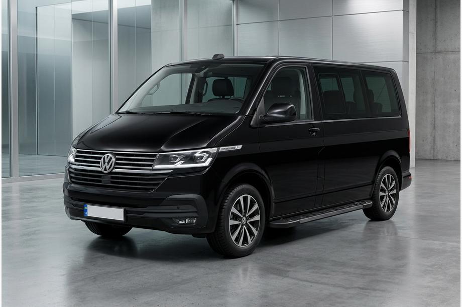 Volkswagen T6 2015-2024 гг. Боковые Подножки RedLine Black (2 шт., Алюминий) Короткая База Image