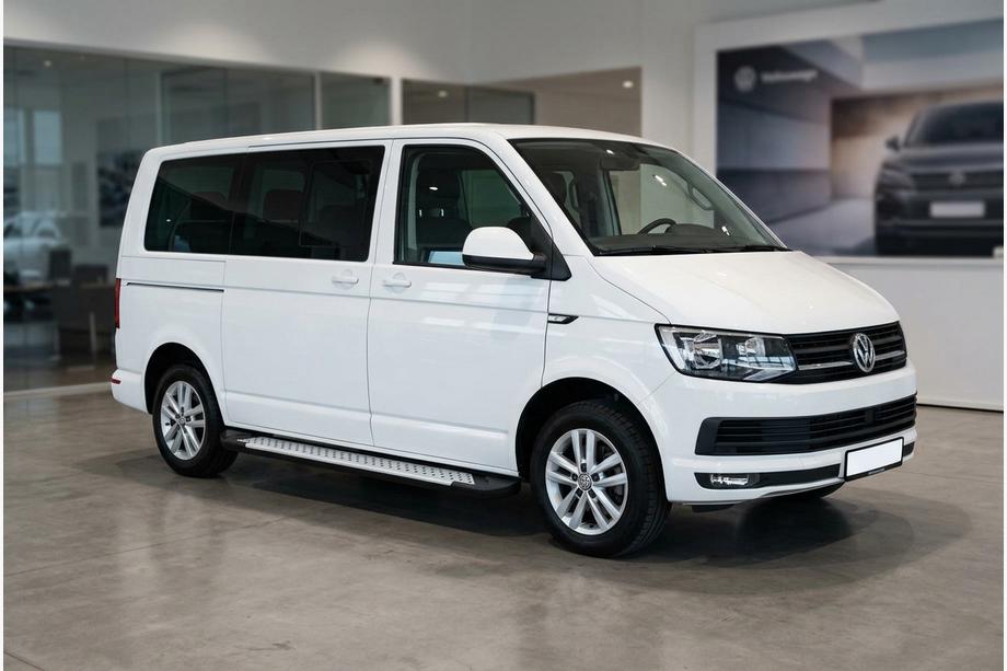 Volkswagen T6 2015-2024 гг. Боковые пороги Allmond Grey (2 шт., алюминий) Длинная База Image