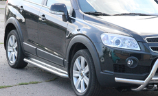 Chevrolet Captiva 2006-2019 гг. Боковые Подножки Premium (2 шт., Нержавейка) фото 2
