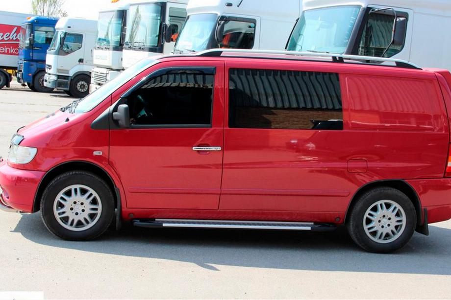Mercedes Vito W638 1996-2003 гг. Боковые пороги Fullmond (2 шт., алюминий) Фото 5