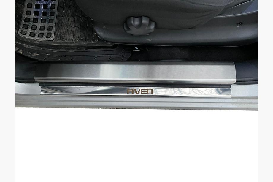 Chevrolet Aveo T250 2005-2011 гг. Накладки на дверные пороги Carmos из нержавейки (4 шт.) Фото 8