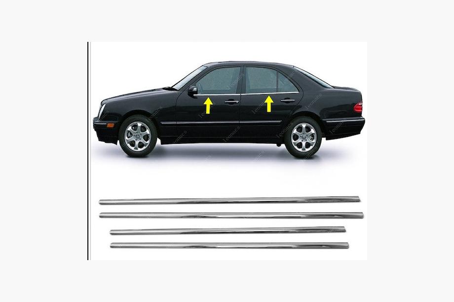Mercedes E-class W210 1995-2002 гг. Нижние молдинги стекол нержавейка (4 шт) Фото 5