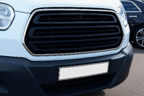 Ford Transit 2014- гг. Хромированная окантовка решетки радиатора (2014-2018, 2 шт, нержавейка) Carmos - Турецкая Нержавеющая Сталь фото 1