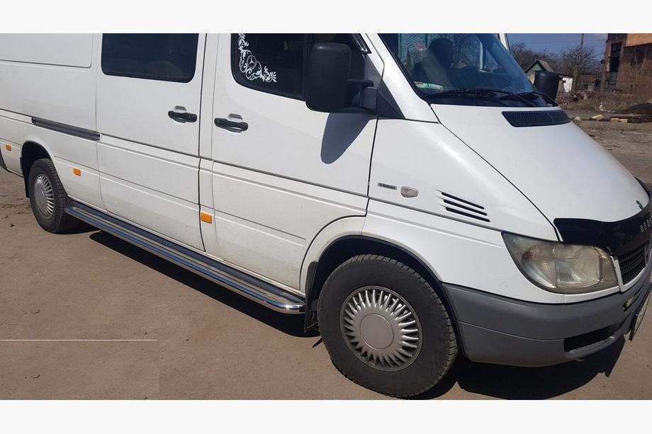 Volkswagen LT 1995-2006 гг. Боковые Подножки Premium (2 шт., Нержавейка) Длинная база, Ø60 Фото 2