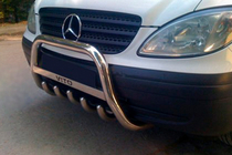 Mercedes Viano 2004-2014 гг. Защита переднего бампера WT003/004 (нержавейка) фото 5