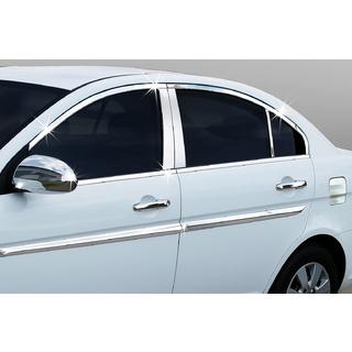Полный комплект молдингов на окна нержавейка (14 шт.) Hyundai Accent 2006-2010 гг. фото 1