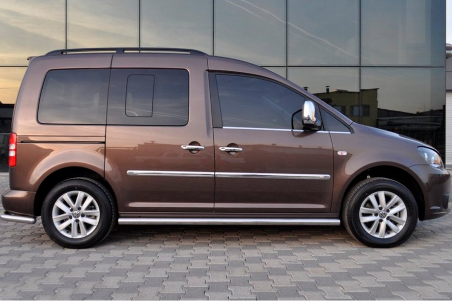 Volkswagen Caddy 2004-2010 гг. Боковые трубы BB001 (2 шт., нержавейка) Фото 2