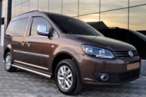 Volkswagen Caddy 2010-2015 гг. Боковые трубы BB001 (2 шт., нержавейка) фото 1