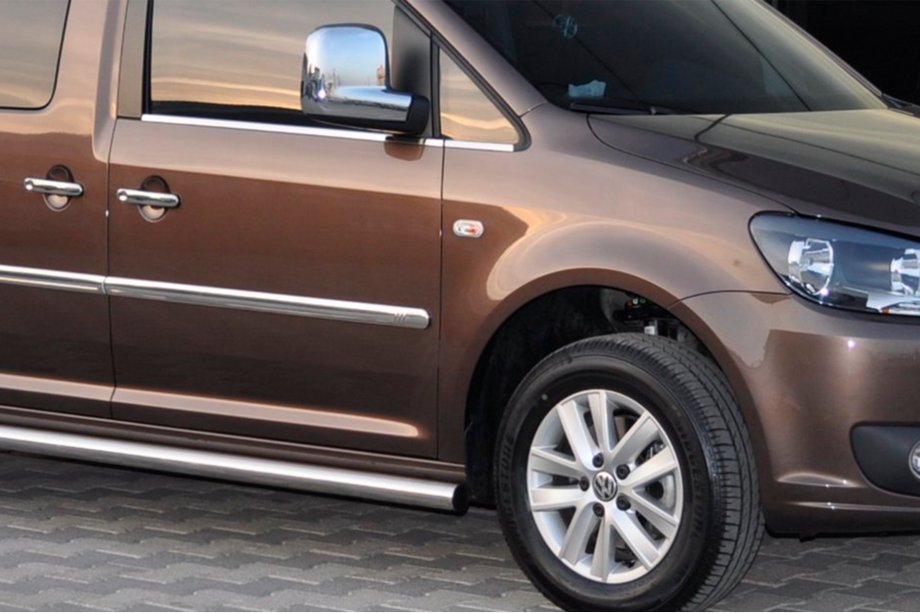 Volkswagen Caddy 2010-2015 гг. Боковые трубы BB001 (2 шт., нержавейка) d60, Стандартная база Фото 6